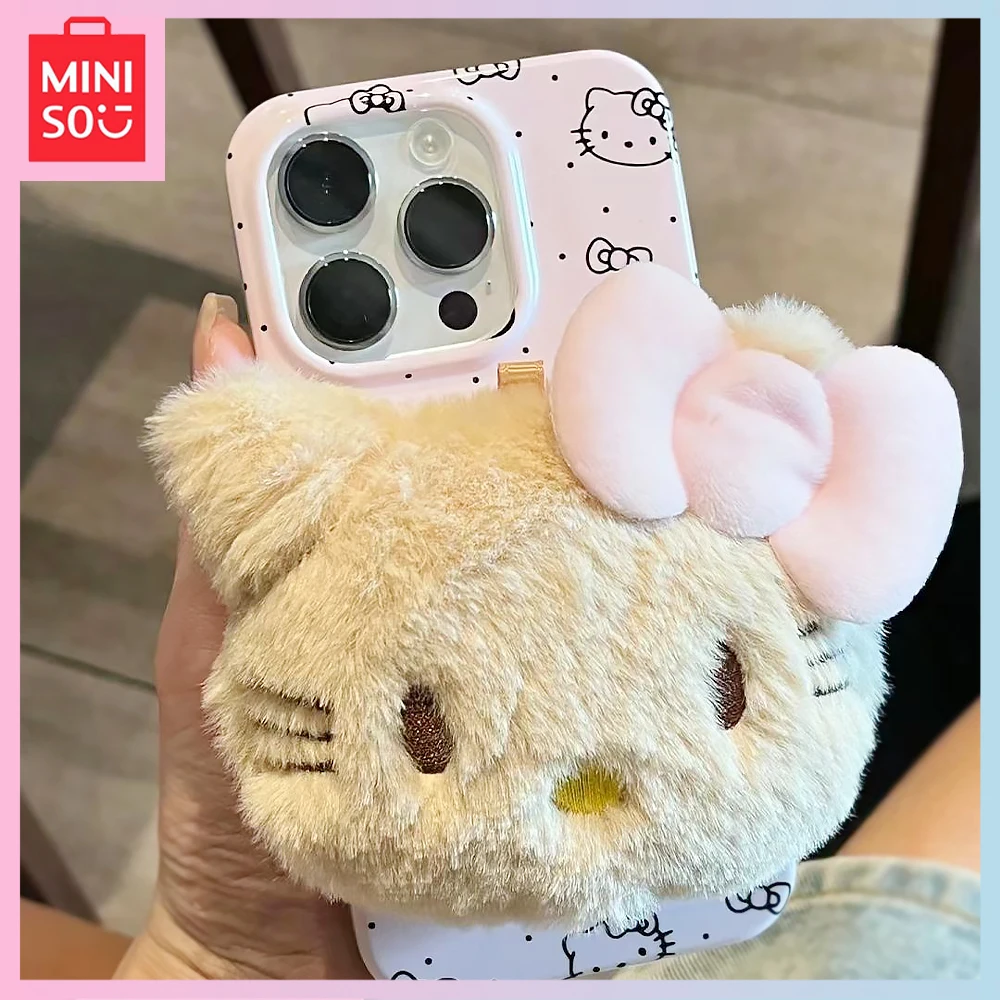 

Новый Miniso Hello Kitty Kawaii Iphone15Promax мультфильм 14Pro плюшевый 13/12 стенд 11 фотографий девушки подарок на день рождения и Рождество