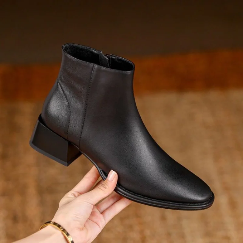 Women Ankle Boots Thick Heels Short Boot Fashion Winter Shoes Women Ins Autumn Daily Office Lady Footwear Size 34-40 images - 6