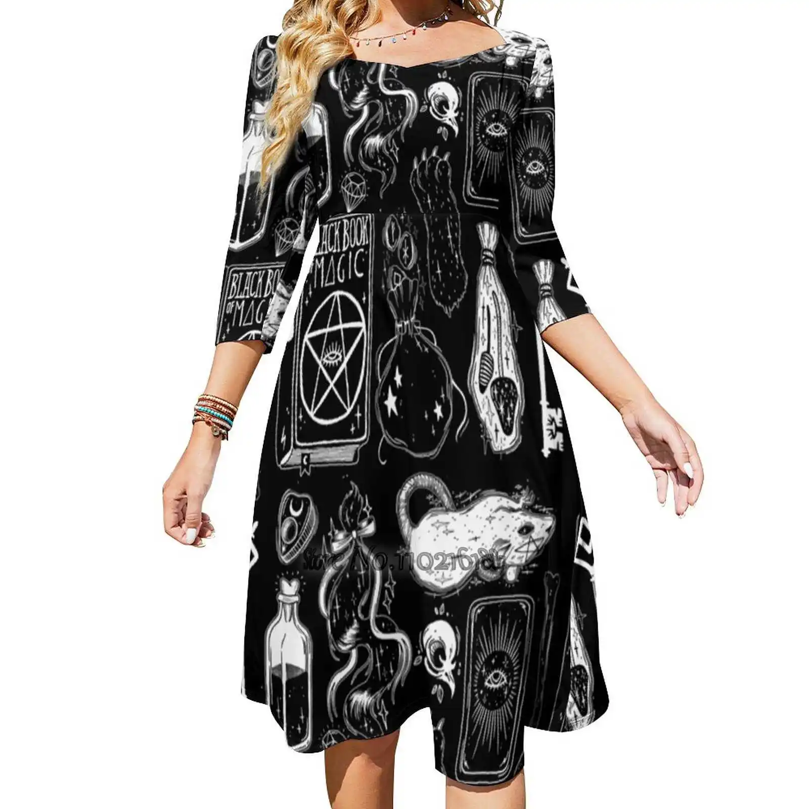 Что в моей сумке? Женское платье-трапеция с V-образным вырезом и коротким рукавом |