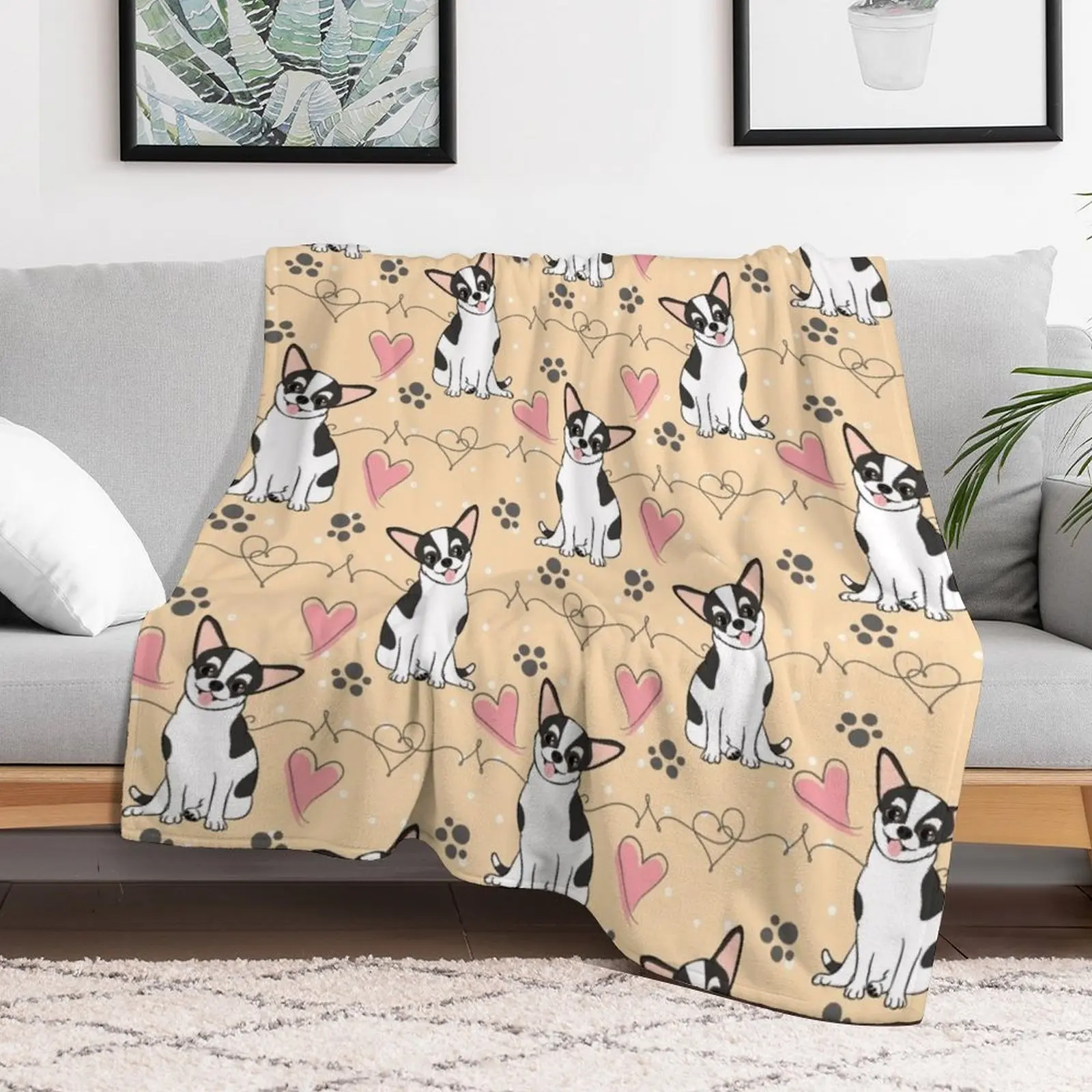Черно-белое одеяло LOVE Chihuahua 1 декоративные диваны забавный подарок одеяла