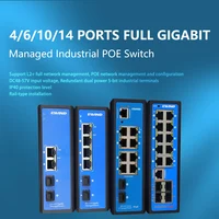 Industrial POE Switch 4/6/10/14 Ports Full Gigabit Managed Network Switch Ethernet with 2/4 SFP Fiber Solt IP40 Ethernet Switch