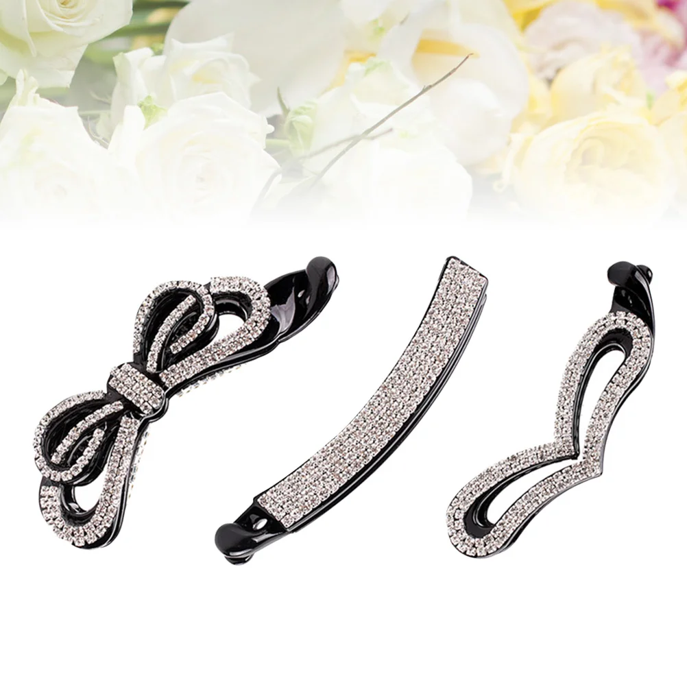 

3pcs Vintage Barrettes for Rhinestone Hair Claw Large Banana Clip Hair Clincher Combs Updo Ponytail Clips