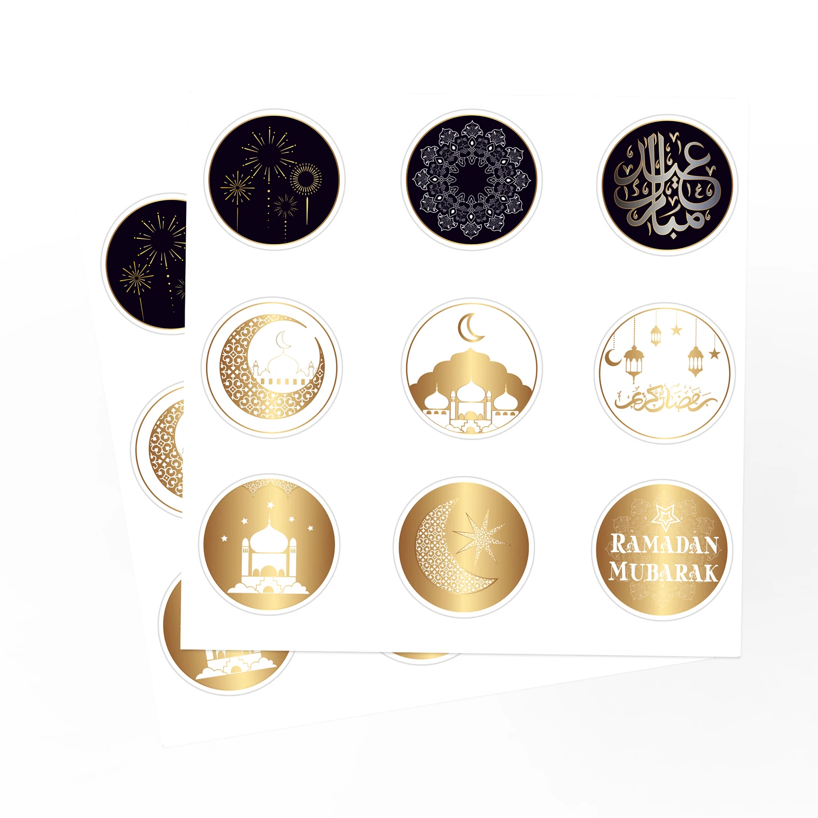 

KK075 180pcs Eid Mubarak Packaging Sealing Sticker Candy Bag Gift Box Labels for Kids Birthday Party Eid al-Fitr Decor Supplies