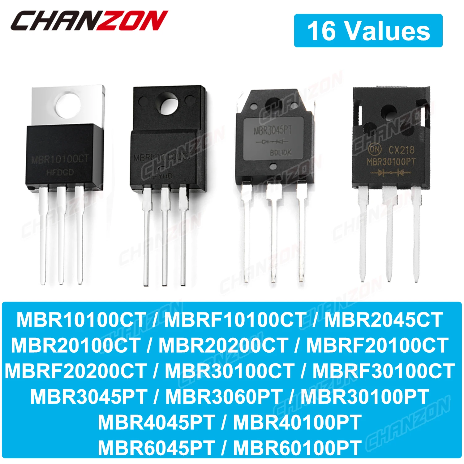 16 значений MBR20100CT MBR30100CT MBR20200CT MBR4045PT MBRF20100CT MBR3045PT MBR10100CT MBR2045CT MBR60100PT MBRF20200CT MBR30100PT