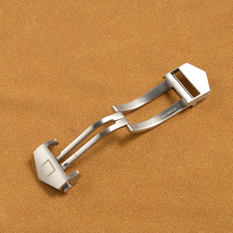 18mm Silver Stainless Steel Watch Band Buckle Deployment Clasp For TAG HEUER Rubber Leather Strap Belt CARRERA Clasp