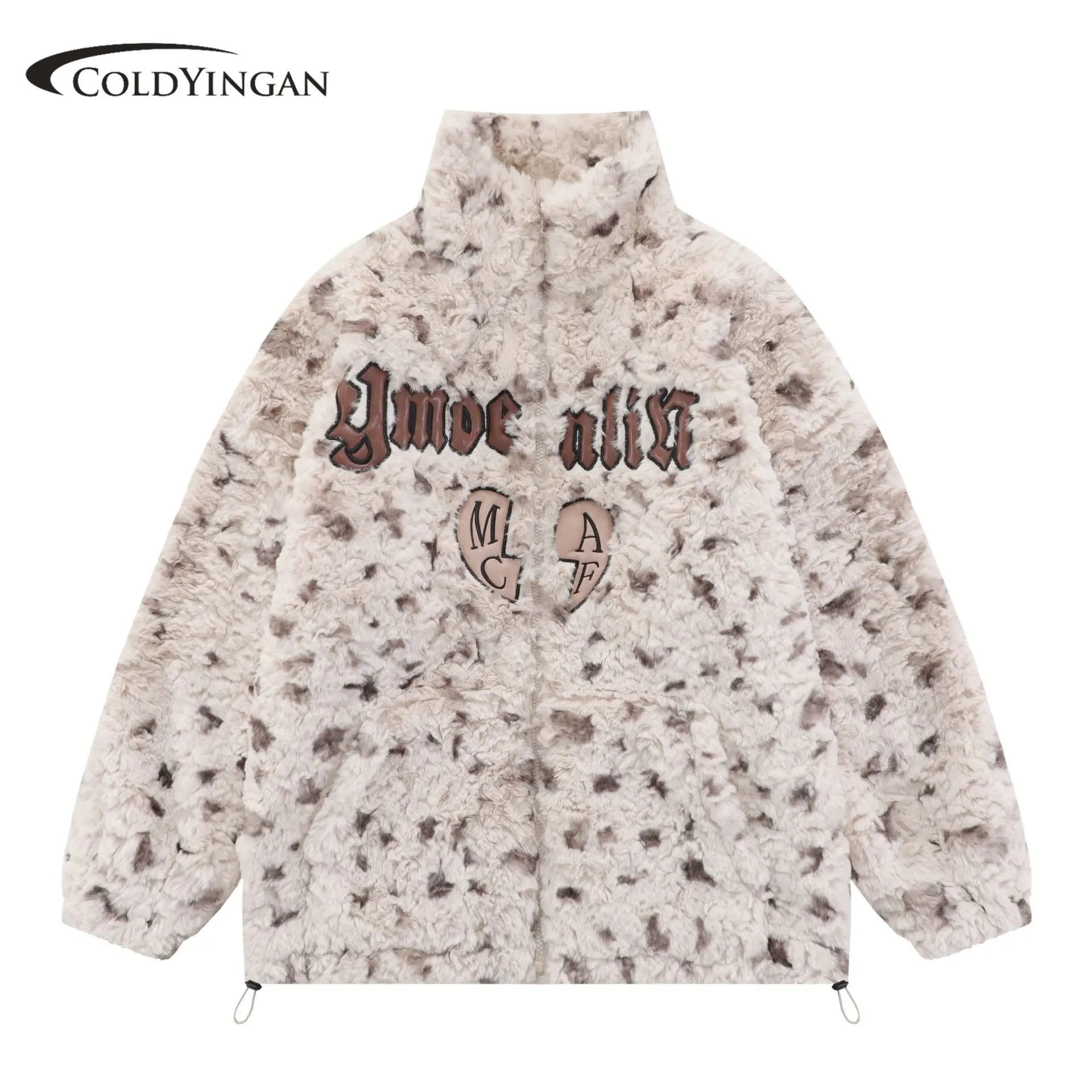 Winter Fashion Comfortable Trend Oversized Faux Lamb Fur Jacket Winter Warm Streetwear Embroidery Fleece Sherpa Coat Women