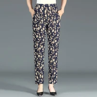 summer women cropped pants 2022 vintage clothes womens casual baggy trousers female floral printed pants pantalones de mujer