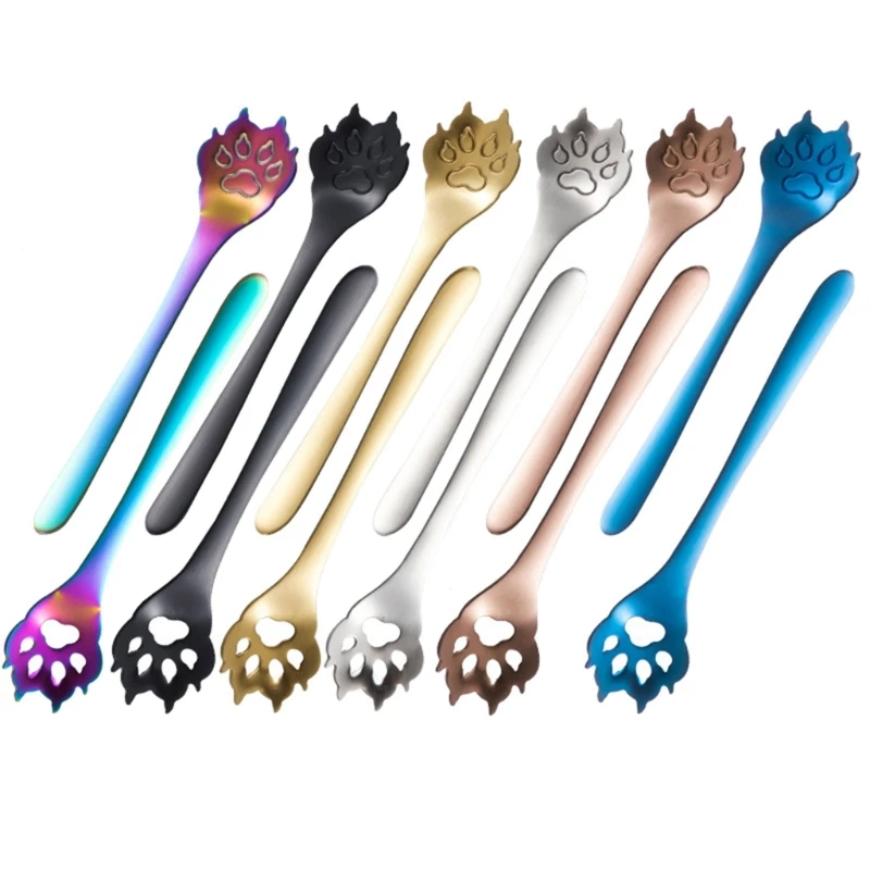 

Stainless Steel Coffee Spoon Cat Paw Teaspoon Kitchen Tableware Christmas Gift