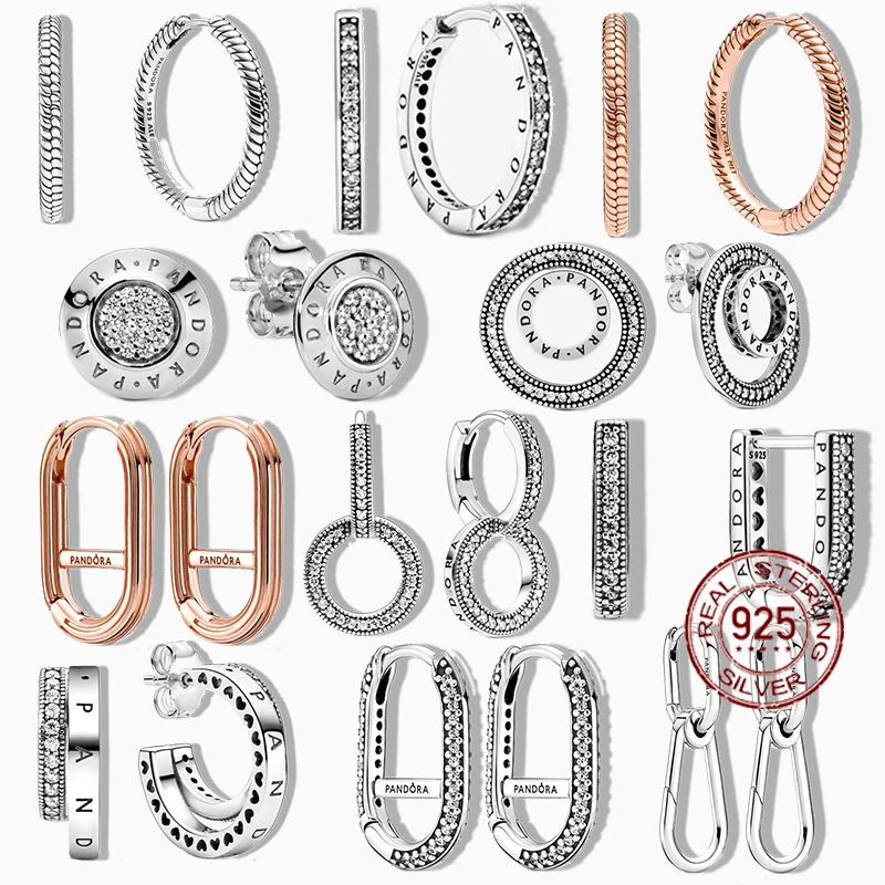 

2022 Charm Double Hoop Earrings 925 Silver Fit Original Brand Charms Diy Fine Jewelry Gift For Women Fine Earring Making