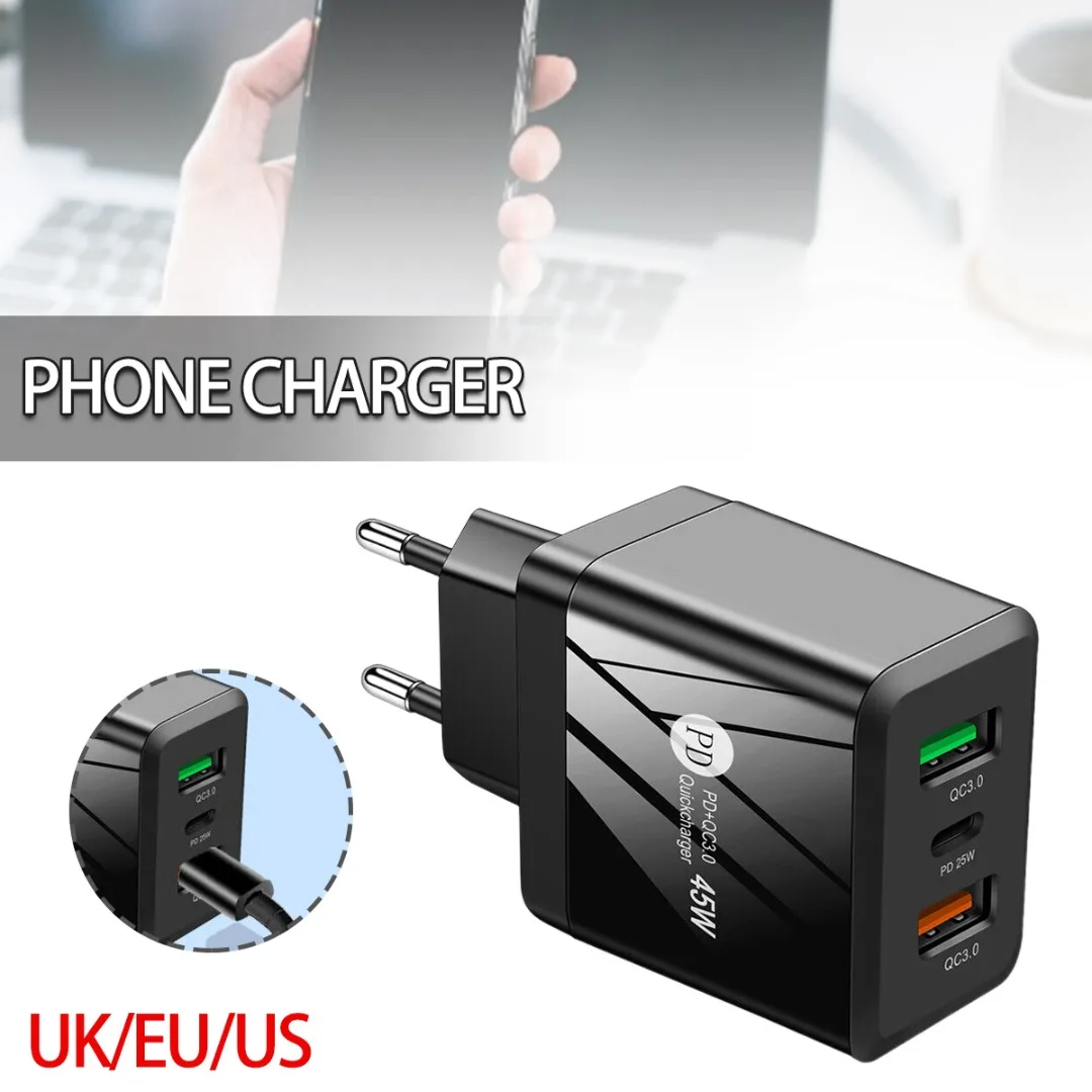 MAYITR 1 шт. 45 Вт двойной USB QC3.0 + PD25W настенное зарядное устройство адаптер многофункциональное быстрое зарядное устройство