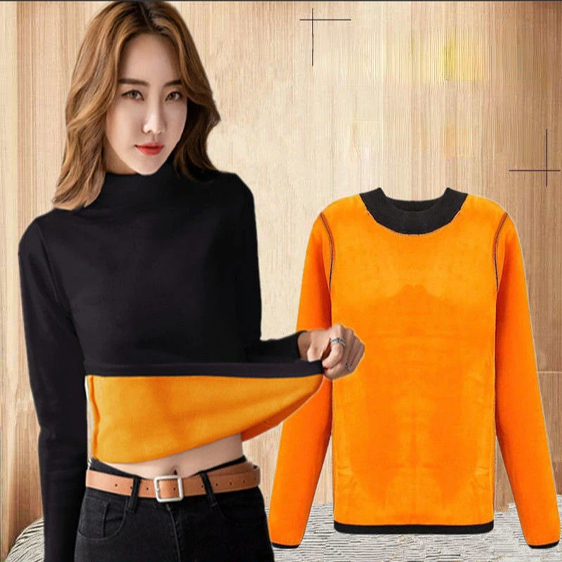 Women Winter Shirt Thermal Women's Thermal Underwear with Thick Tops Wear Autumn Clothes Collar Shirt Thermal Mesh for Femmes