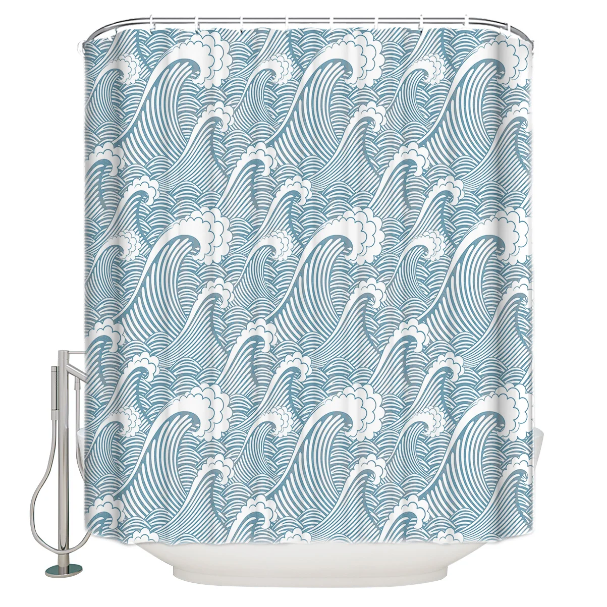 

Water Wave Japanese-Style Shower Curtains for Bathroom Home Decor Waterproof Bathroom Curtain Modern Design Bath Curtains