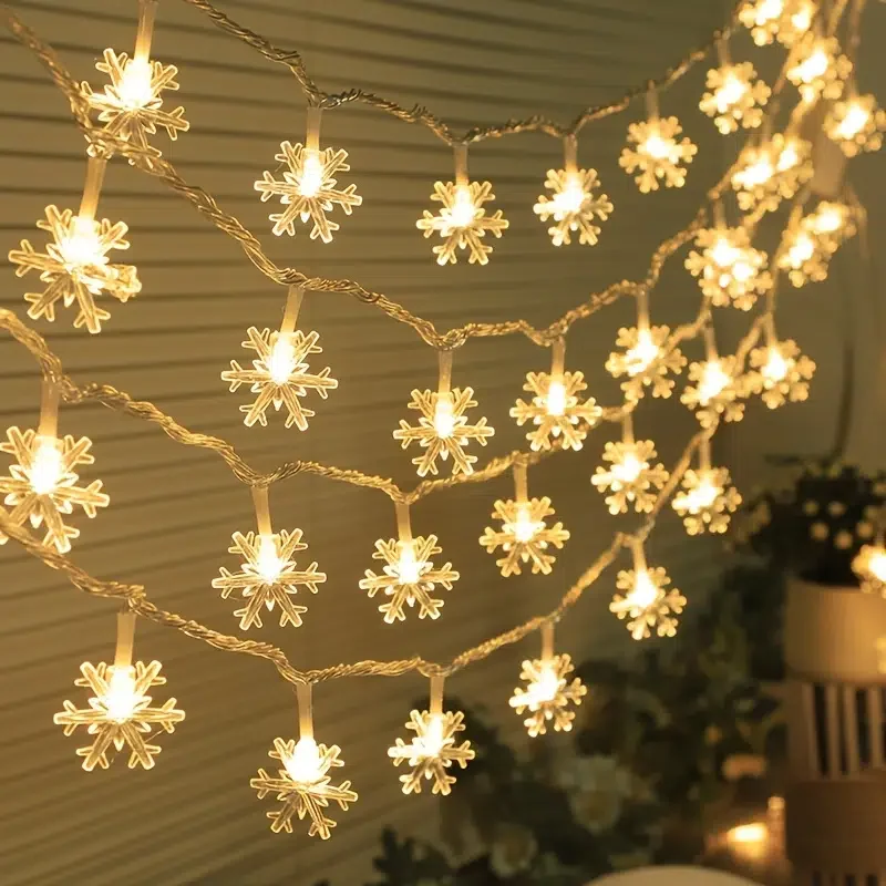 

HMTX 1pc, Party Camping Decor Snowflake Lights (60"/120"/200"), Christmas Decor Supplies, Holiday Decor For Home