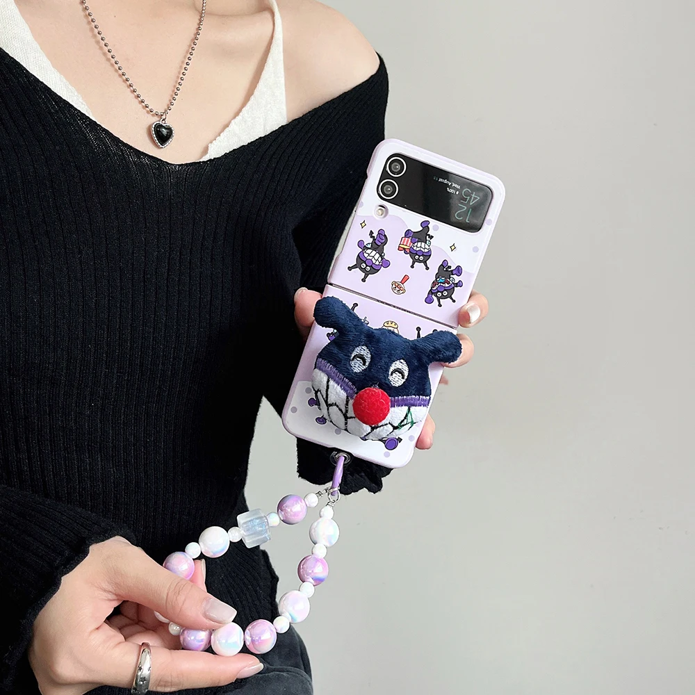 Милый чехол Michaels wazowheaven Anpanmans с браслетом для телефона Samsung Galaxy Z Flip 3 4 5 6 5G PC Hard Back