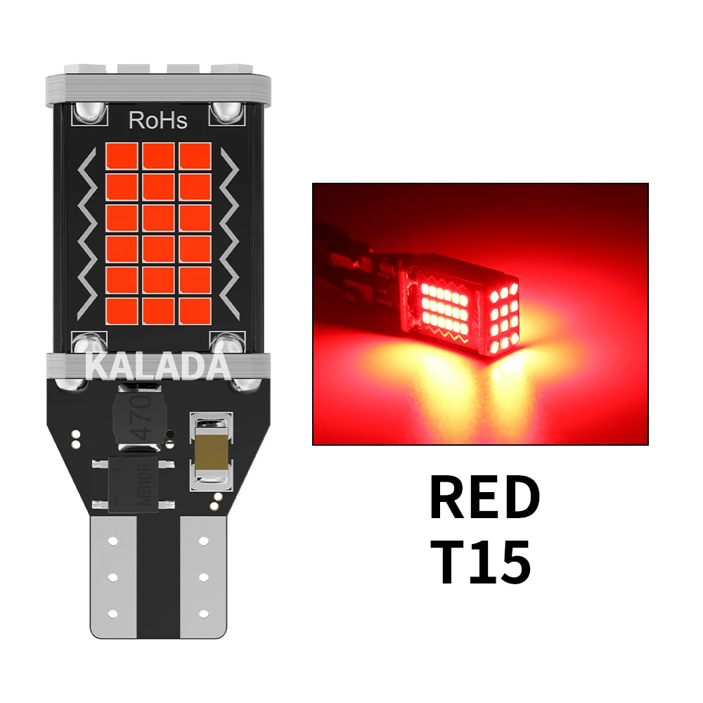 1 шт., задняя лампа t15 Canbus t15, фонасветильник заднего хода 2016 48smd t15 w16w, светодиодная красная, белая, желтая сигнальная лампа, стоп-сигнал