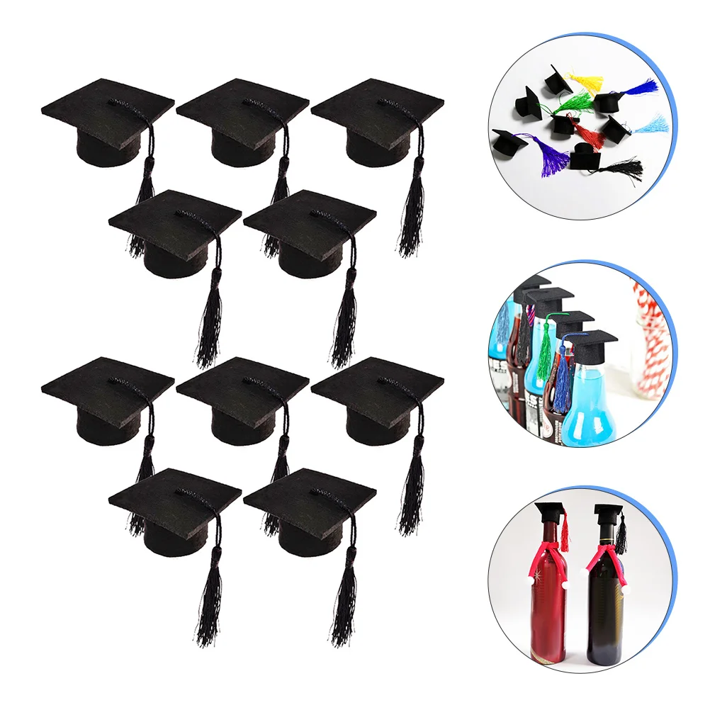 

10 Pcs Mini Miniture Decoration Bottle Caps Cover Graduation Topper Gift Non-woven Fabric Party