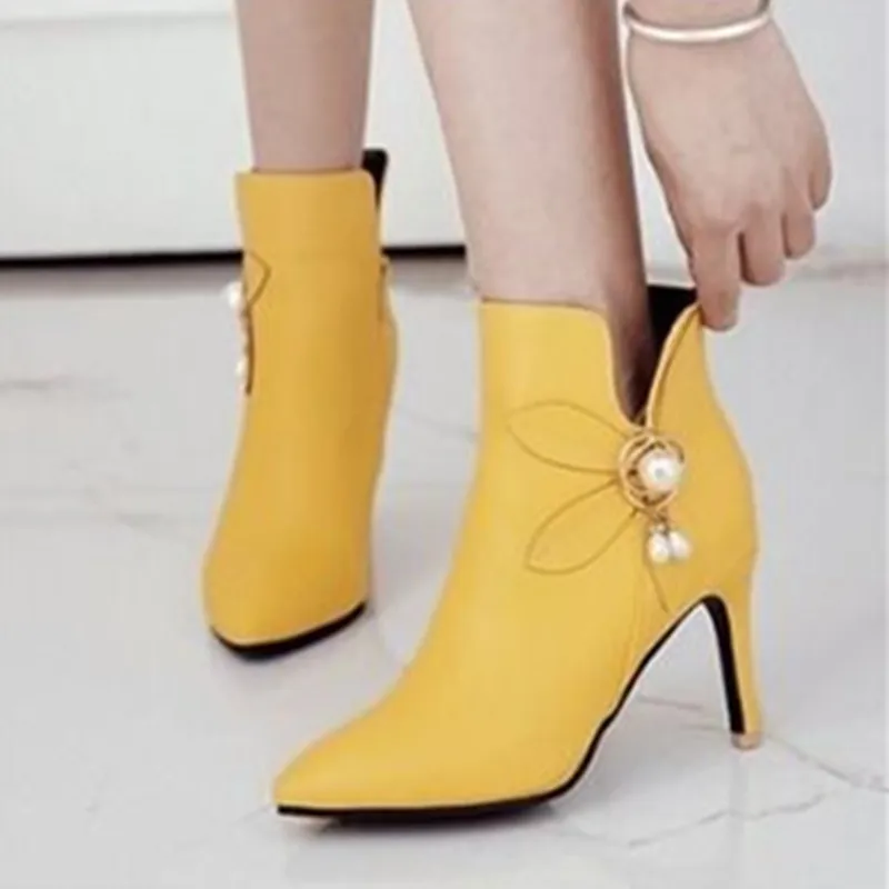 

Cresfimix Botas Femininas Classic Stiletto Heel Boots for Women Lady Fashion White Plus Size High Quality Autumn Boots A679