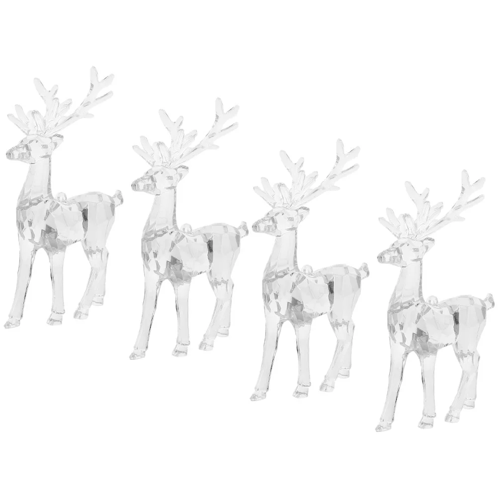 

4 Pcs Colleague Gifts Room Decorations Christmas Deer Bedroom Reindeer Decors Acrylic Chrismas