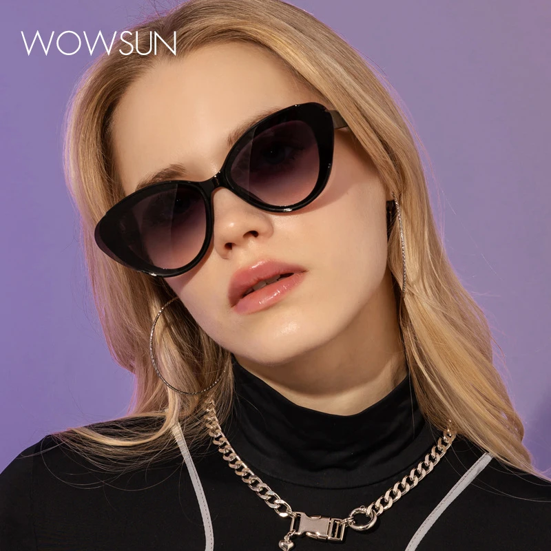 

WOWSUN 2022 New Fashion Ladies Cat Eye Sunglasses Small Frame Street Shot Sunglasses Round Face Glasses