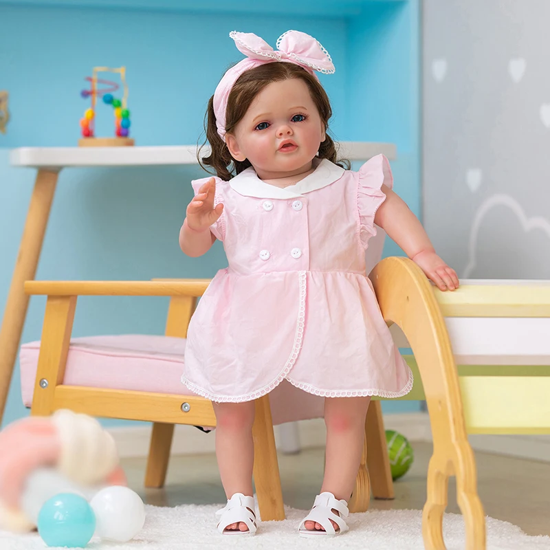 

24inch Already Painted Finished Reborn Toddler Girl Doll Betty Huge Baby Size Popular Lifelike Soft Touch 3D Skin Art Doll