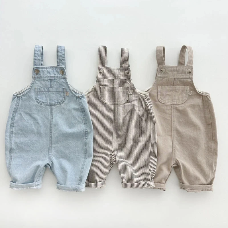 

0-3y Boys Loose Fashion Denim Overalls Korean Style Baby Simple Romper Newborn Infant Girls Cowboy Suspender Trousers Bib Pants
