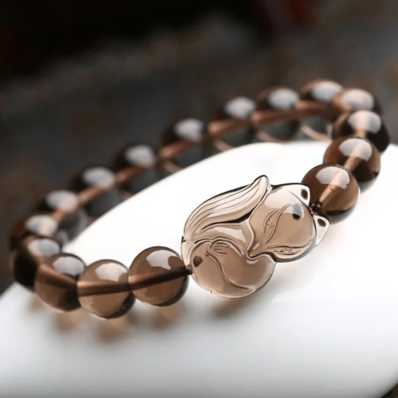 Натуральный ледяной обсидиан маленькая лисица пара 8 мм 10 браслет для мужчин и