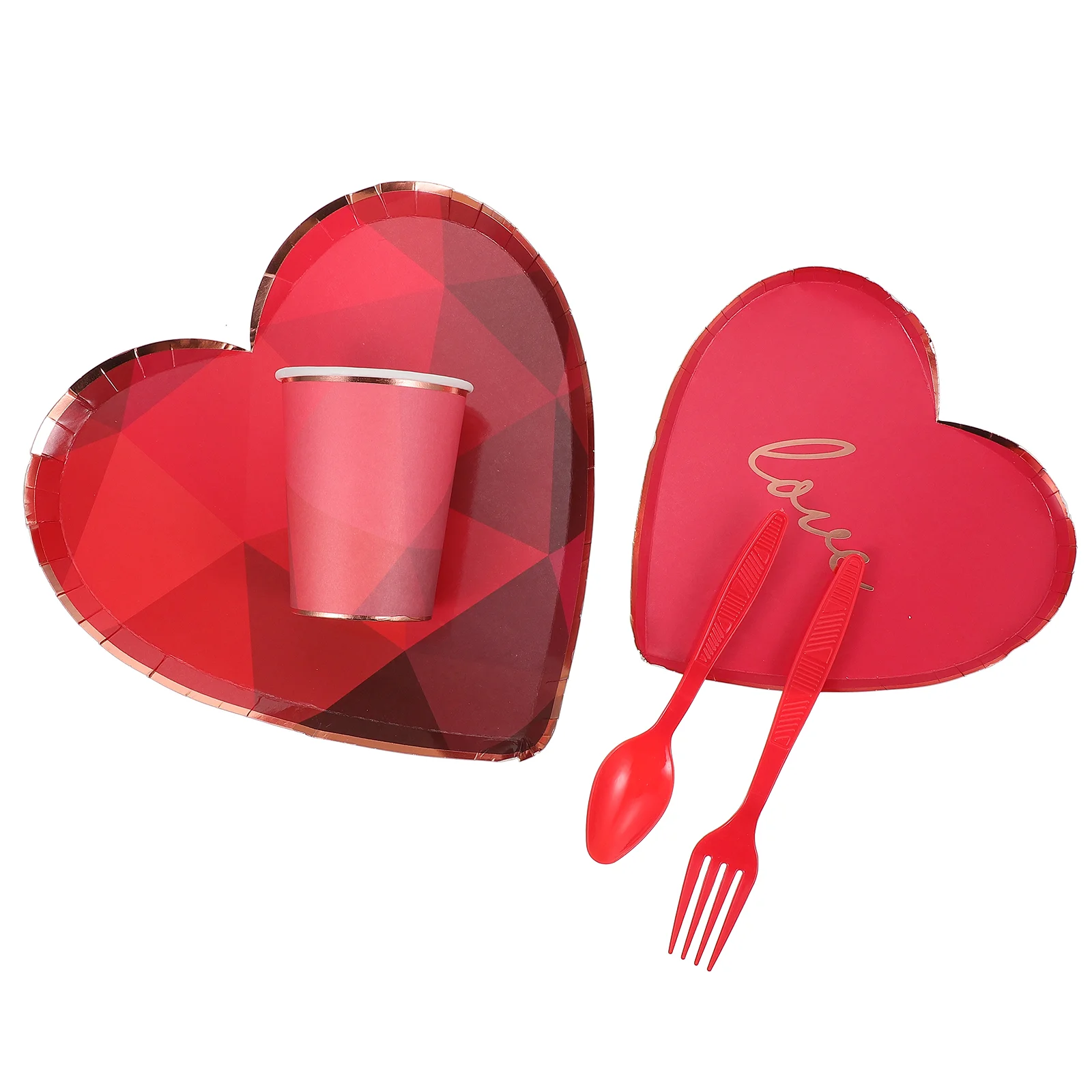 

1 Set of Party Supply Lover Day Tableware Love Shaped Party Tableware for Home Hotel Party