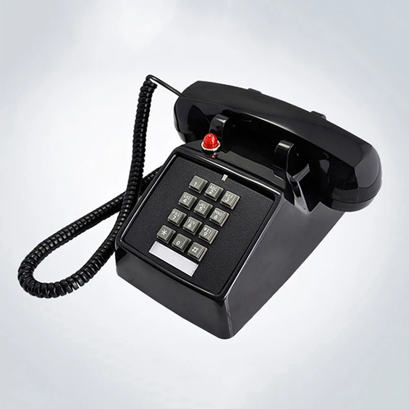 dual line interface corded desk telephone with loud ringer red light flash retro 1 handset landline phone for home office free global shipping