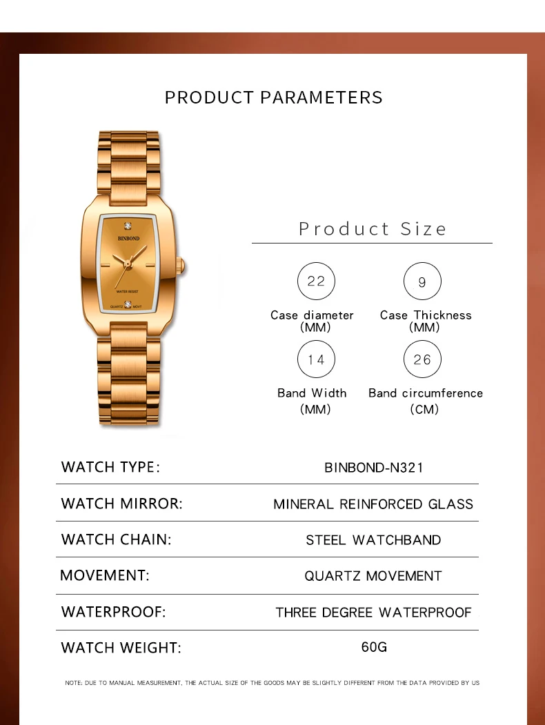 Montre Femme 2023 BINBOND Luxury Brand Womens Watches Fashion Rectangle Small Watch Woman Quartz Dress Ladies Bracelet Wrist Wat