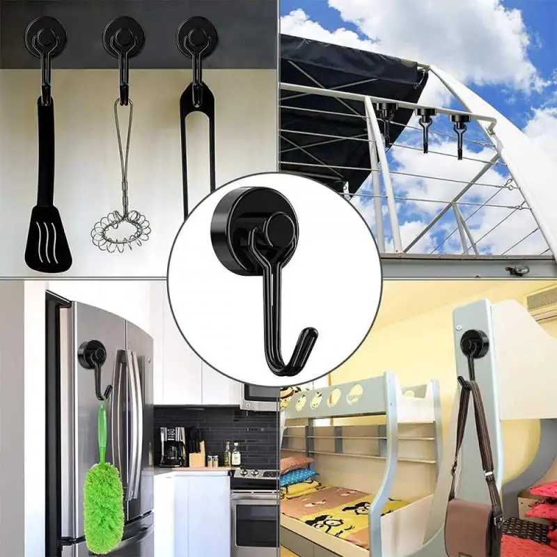 2Pcs Magnetic Hooks Heavy Duty Neodymium Magnet Hook Home Indoor Outdoor Multi-Purpose Hanging Refrigerator Grill Kitchen Key - купить по