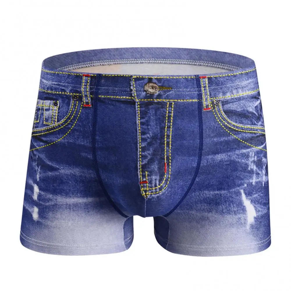 

Men's Underwear Denim Pattern Fake Jeans Print Cotton Men Boxer Briefs Underwear Underpants Male Underpants Panties Shorts