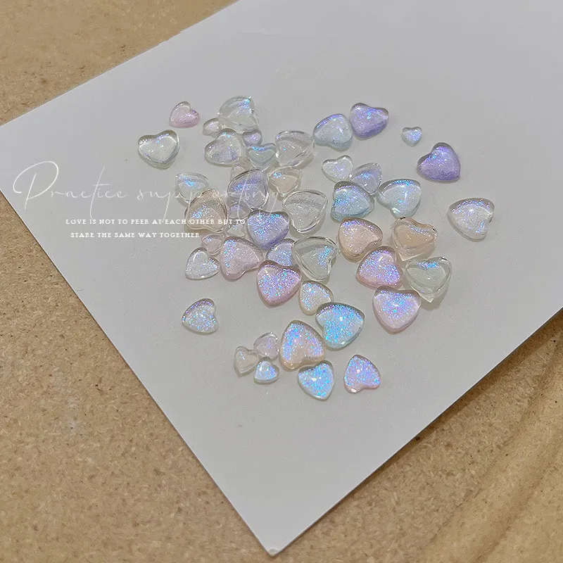 

30pcs Aurora Resin Love Nail Charms 4mm/6mm/8mm Shiny Nail Art Rhinestones Decorations Flat-Bottom Nails Crystal DIY Accessories