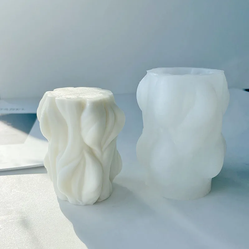 

Geometric Wave Twirl Candle Molds Taper Abstract Art Decorative Wavy Stripe Pillar Modern Candles Silicone Mould