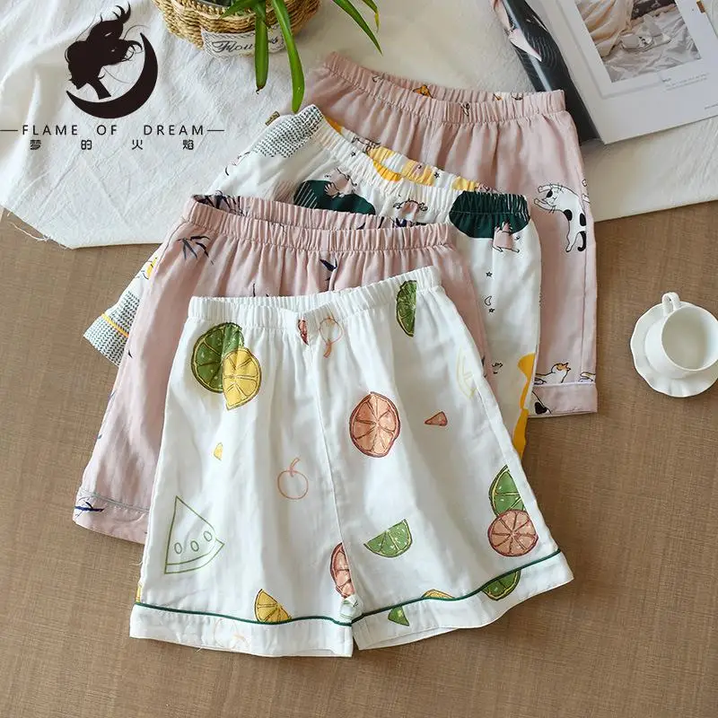 

Flame of dream Cotton Women's Pajamas Thin Loose Large Home Pants Sweet Summer Shorts Hot Pants 221079