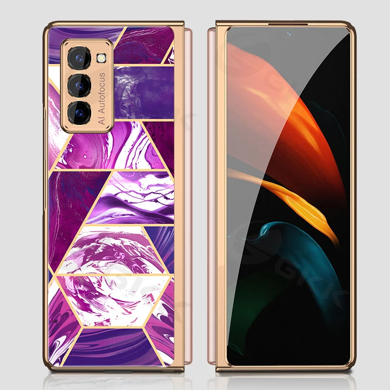 

Чехол GKK из закаленного стекла с рисунком для Samsung Galaxy Z, флип-чехол со складками, роскошная Обложка для Samsung Z, флип-чехол со складками и двумя ...