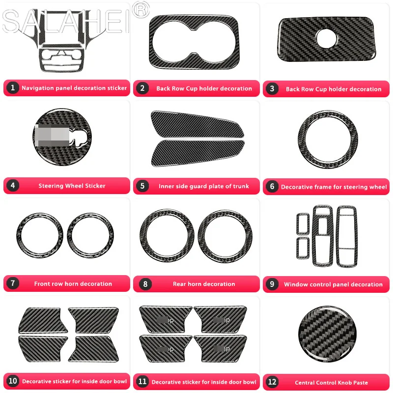 

New Carbon Fiber Car Steering Wheel Center Control Navigation Panel Special Decoration Sticker For Jeep Grand Cherokee 2011-2020