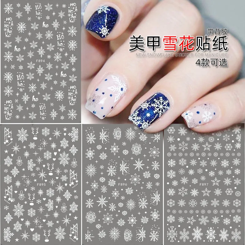 

1 Pcs 3D Snowflake Nail Art Decals White Christmas Designs Self Adhesive Stickers New Year Winter Gel Foils Sliders Decorations