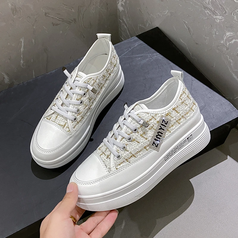 

New Flat Platform Shoes Woman Sneakers Bling Canvas Chunky Sneakers Women Shoes Female Women's Sports Shoes Sneakers Plus Size