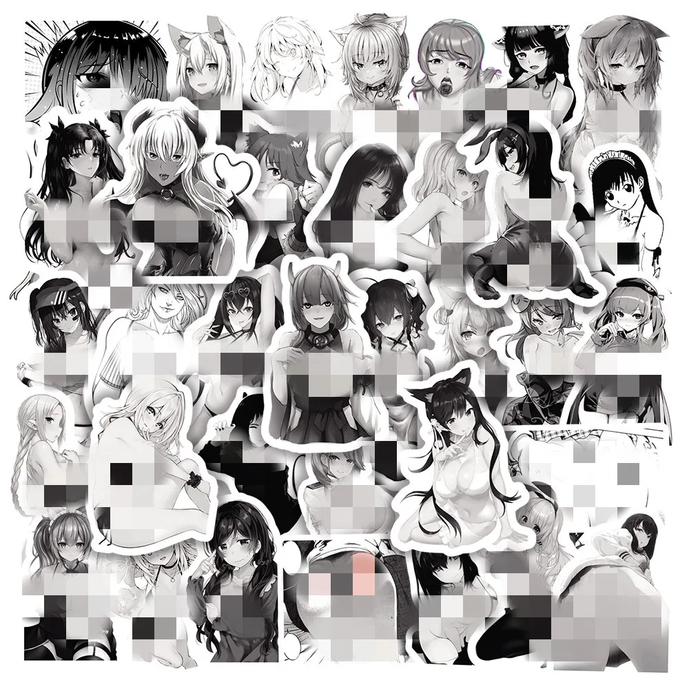 

Стикеры аниме Waifu Sexy Girl Aldult для ноутбука, мотоцикла, черно-белые стикеры Hentai, оптом, 10/30/50 шт.