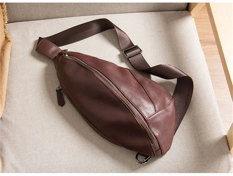 Fashion luxury natural real leather men's chest bag simple casual hot sale high-quality first layer cowhide cross-body backpack