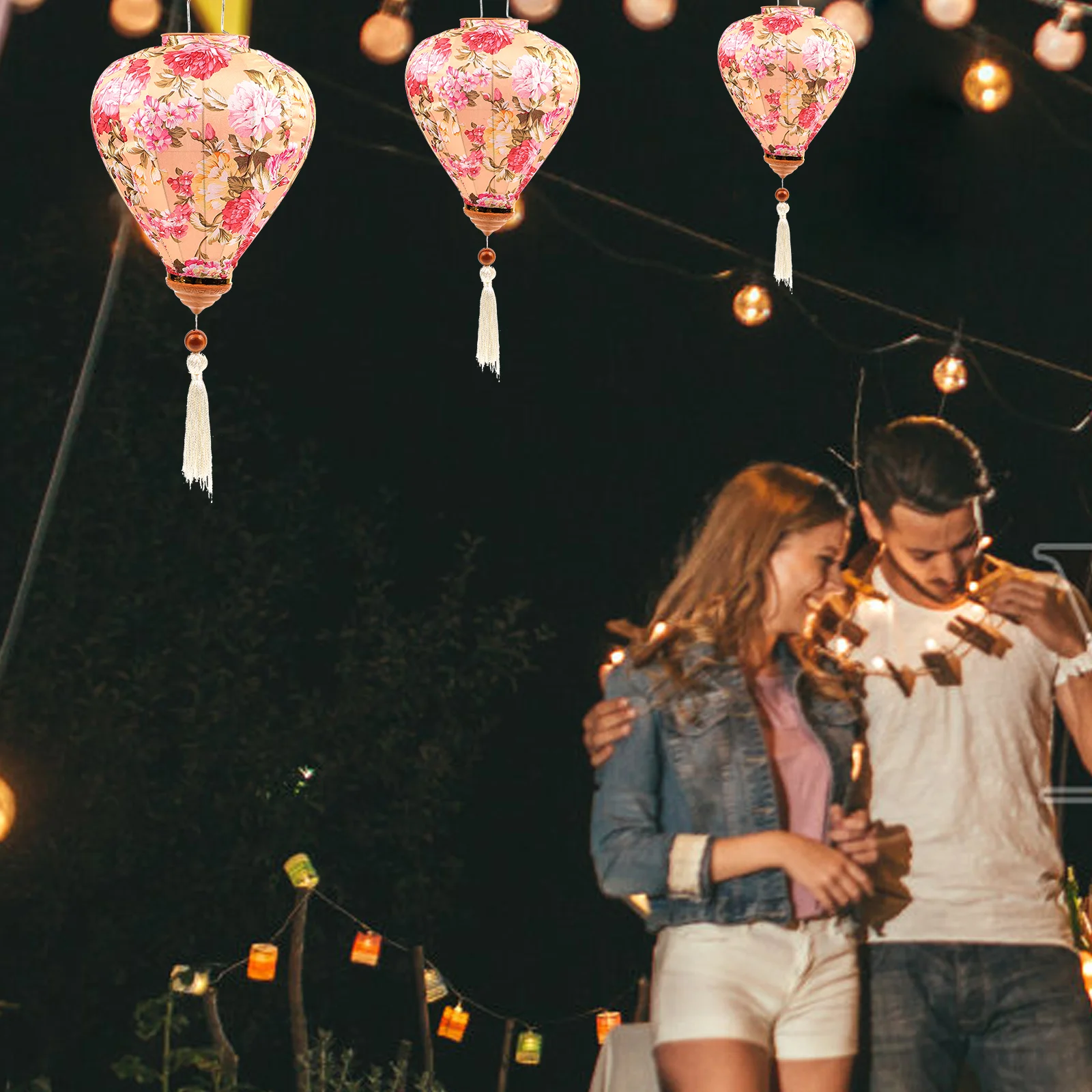 

Mid-Autumn Silk Lantern Hanging Pendant Goblincore Room Decorationss for Outdoor