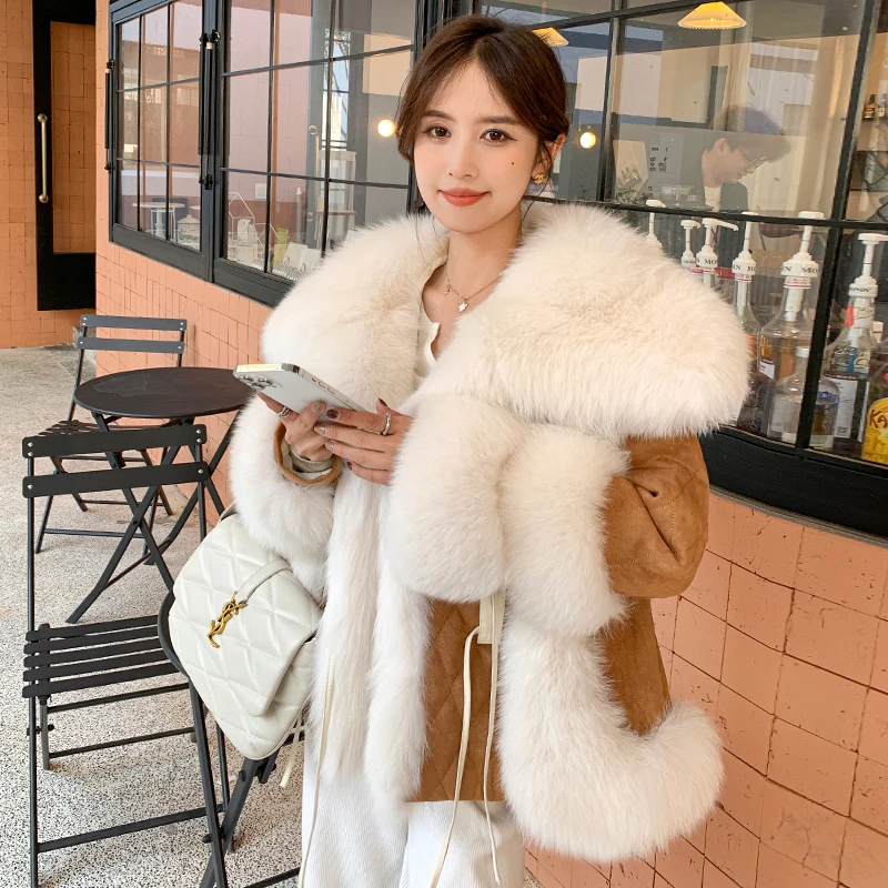 

New 2022 Thick Warm real fox fur coats High Quality Full Sleeves genuine fur Short Jacket TZ01