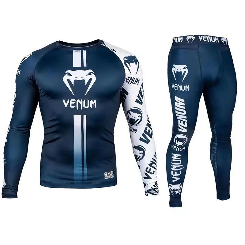 Boxing Two Piece Suit Tights Fight Fighting Training Sets Long Sleeved Sanda Tops and Fitness Trousers Muay Thai Quick Drying