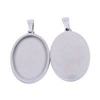 onwear 10pcs 20x30mm oval gold cabochon trays stainless steel pendant base settings diy necklace bezel blanks
