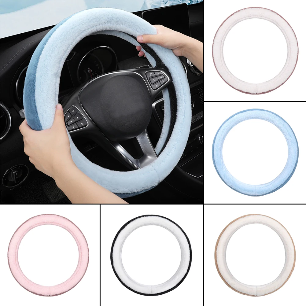 

Plush Car Steering Wheel Cover Universal Steer Wheel Wrap Soft Auto Steer Wheel Protective Cover