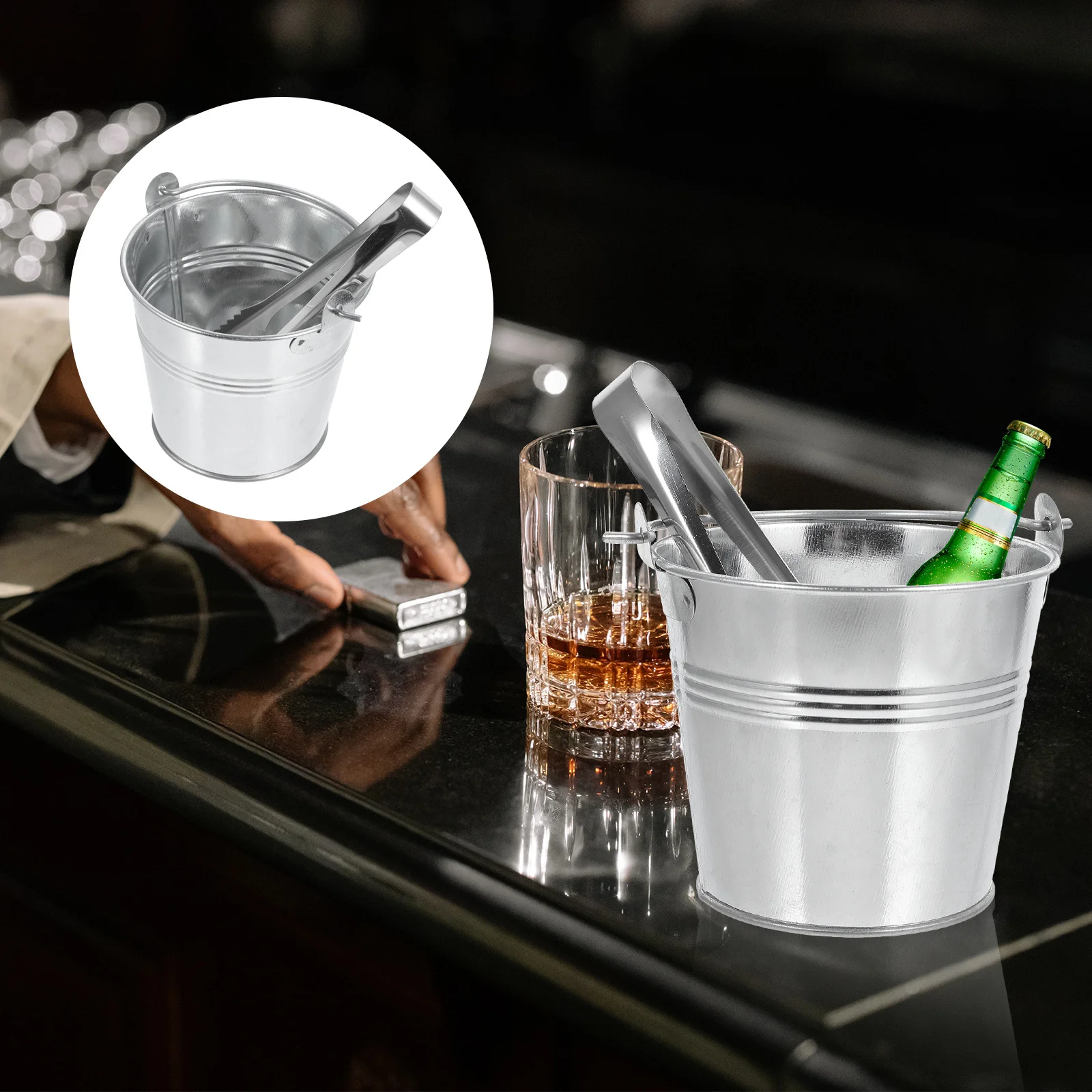 

1 шт. полезное домашнее ведро из нержавеющей стали, ведро для льда с зажимом для бара