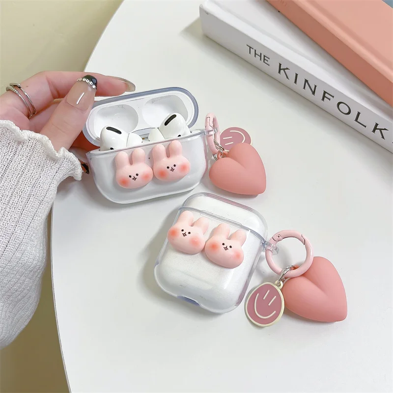 Cute Rabbit Heart Girl Cover for Airpods Pro Case for Airpods 2 Cover Protective Case for Airpods Cover Airpods 3 Funda Bag Box
