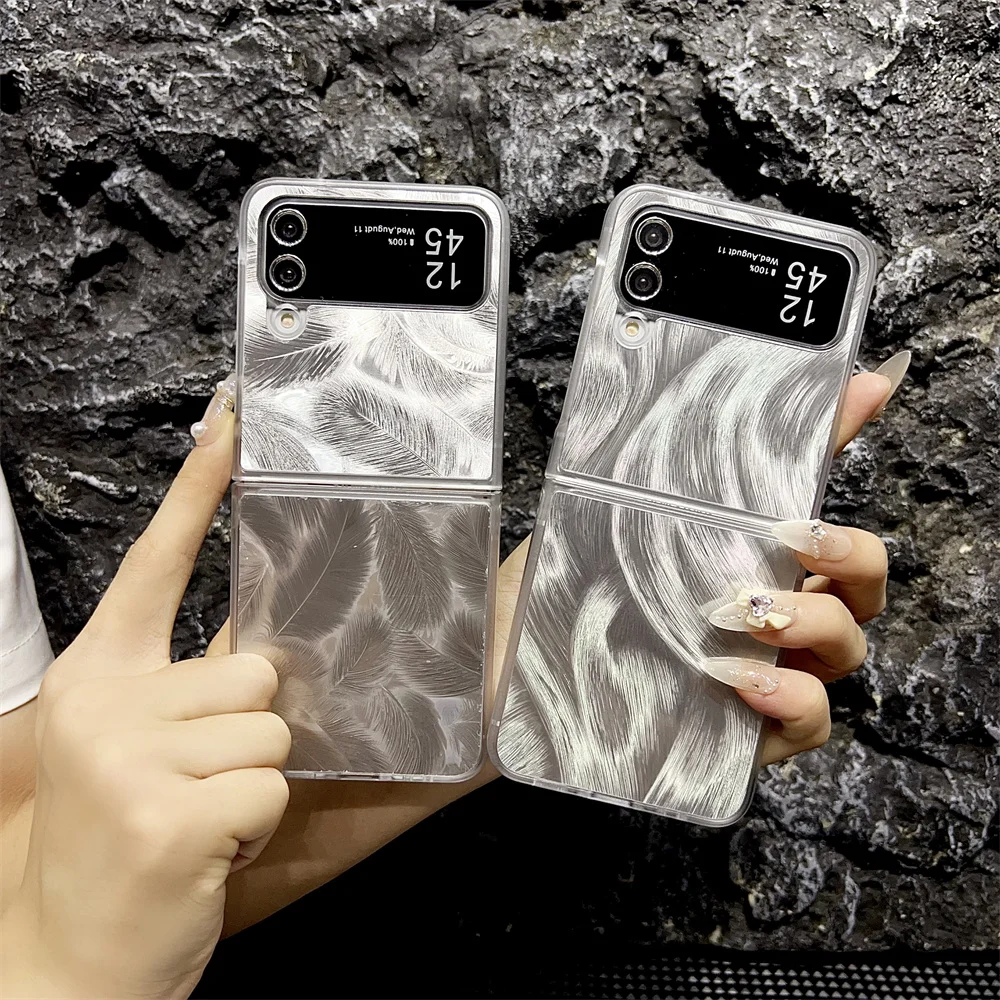 Роскошный чехол с лазерным перьем и Авророй для Samsung Galaxy Z Flip 6 5 4 3 Flip5 Zflip