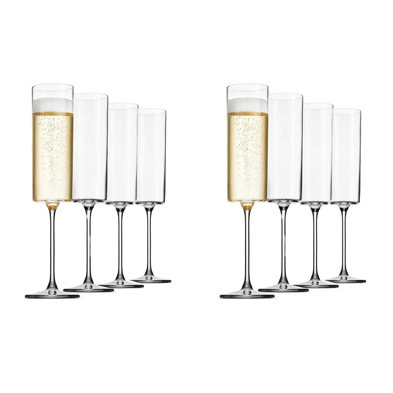 

Стеклянные бокалы для шампанского 8 в упаковке, 6 унций бокалов для шампанского, 8 шт. в комплекте, высококачественные бокалы для вина с квадратными краями из дутого стекла