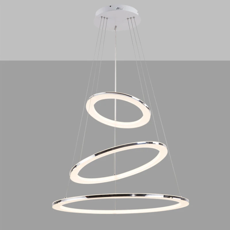 

Modern Minimalist Ring Circular Chandelier Hollow Simple European Fashion Ring Acrylic Stainless Steel Frame Office Chandelier